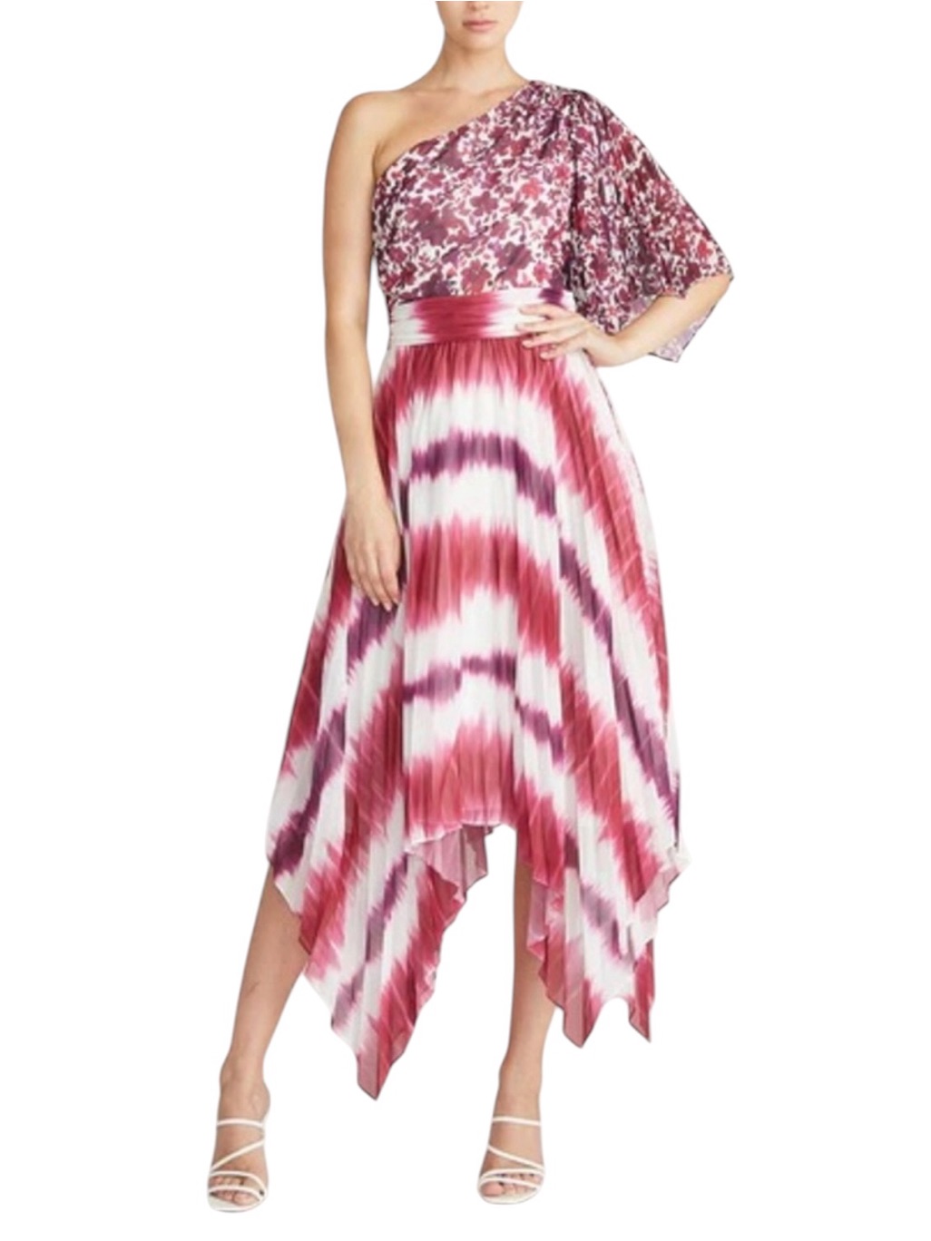 Amur Saanvi Pleated One Shoulder Midi Dress